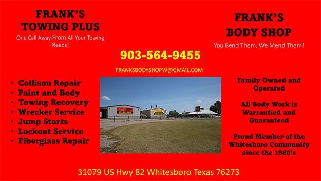 Franks Towing Plus with Franks Body Shop card