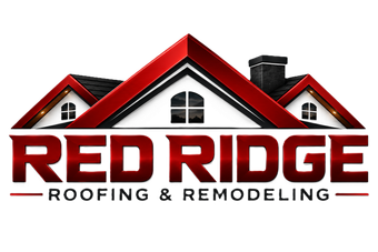 Red Ridge Roofing & Remodeling logo with red roof graphic and bold red text