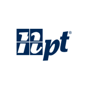Blue IPT logo with stylized white letters in a grid and italic text on a white background
