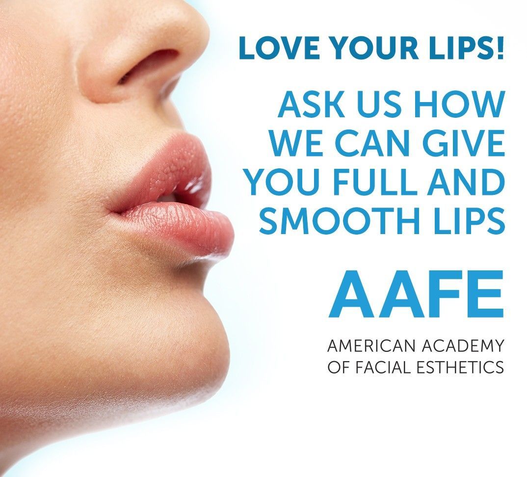 AAFE Botox ad with a close-up of lips.