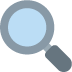 A light blue magnifying glass icon with a gray frame and handle set against a plain background.