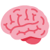 A stylized, light pink cartoon illustration of a human brain with darker pink sulci and gyri markings.