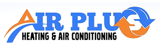 Air Plus Heating & Air Conditioning logo in blue and orange with curved airflow graphic