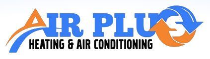 AR Plus Heating & Air Conditioning logo in blue and orange with a circular swoosh icon