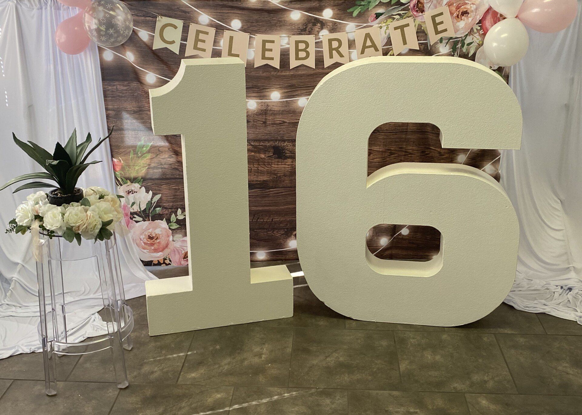 Large glitter gold number 16 foam sign