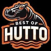 Best of Hutto logo with a stylized hippo head in orange, black, and white on a dark background