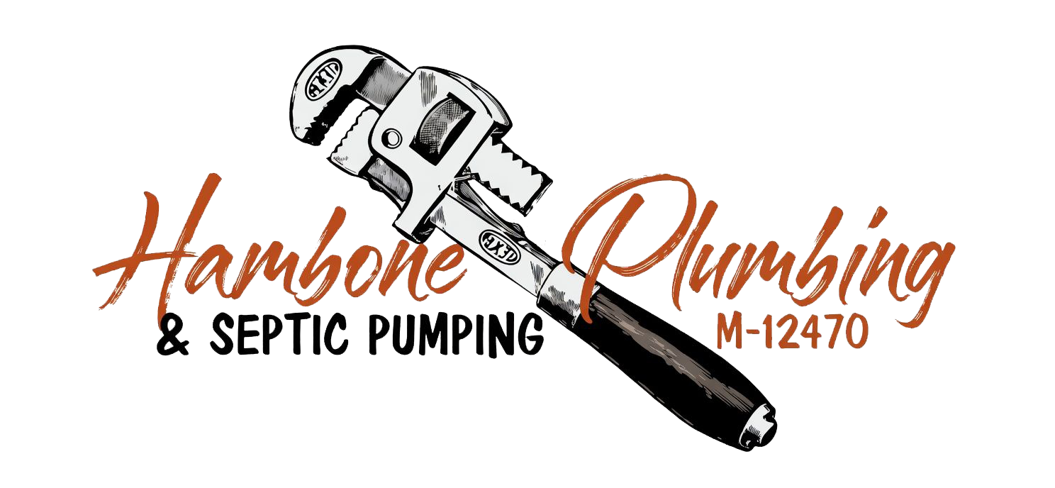 Harrbone Plumbing & Septic Pumping logo with pliers over a pipe wrench in orange, black, and silver