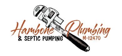 Harrbone Plumbing & Septic Pumping logo with pliers over a pipe wrench in orange, black, and silver