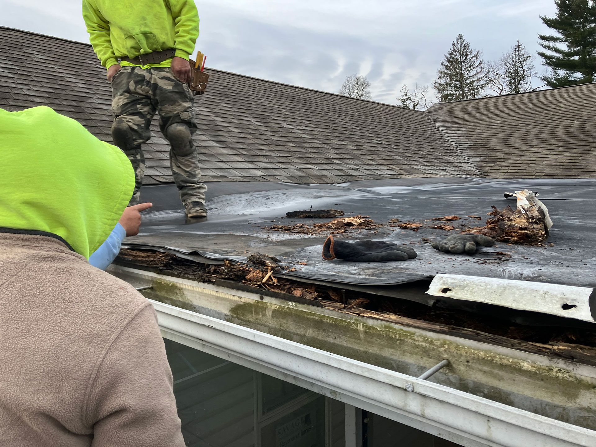 crew starts working on the roof