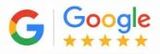 Google logo with five gold stars rating underneath