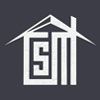 White stylized letters "SM" in a house-shaped outline on a dark gray background.