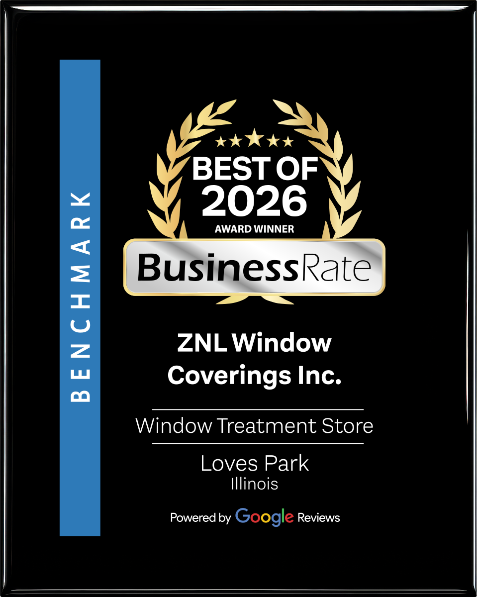 Best of 2026 BusinessRate Award Winner plaque for ZNL Window Coverings Inc.