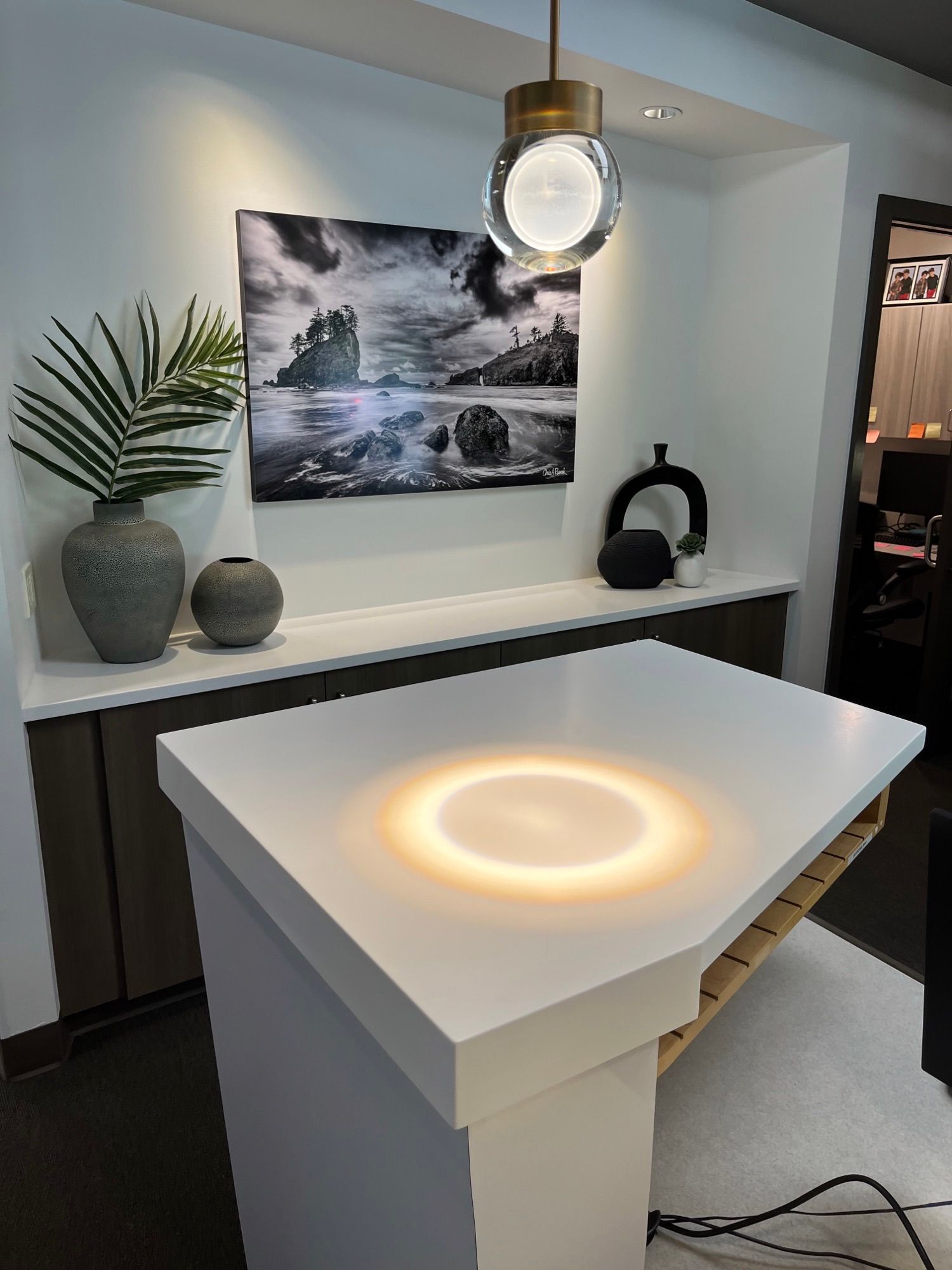 Office with white interior paint