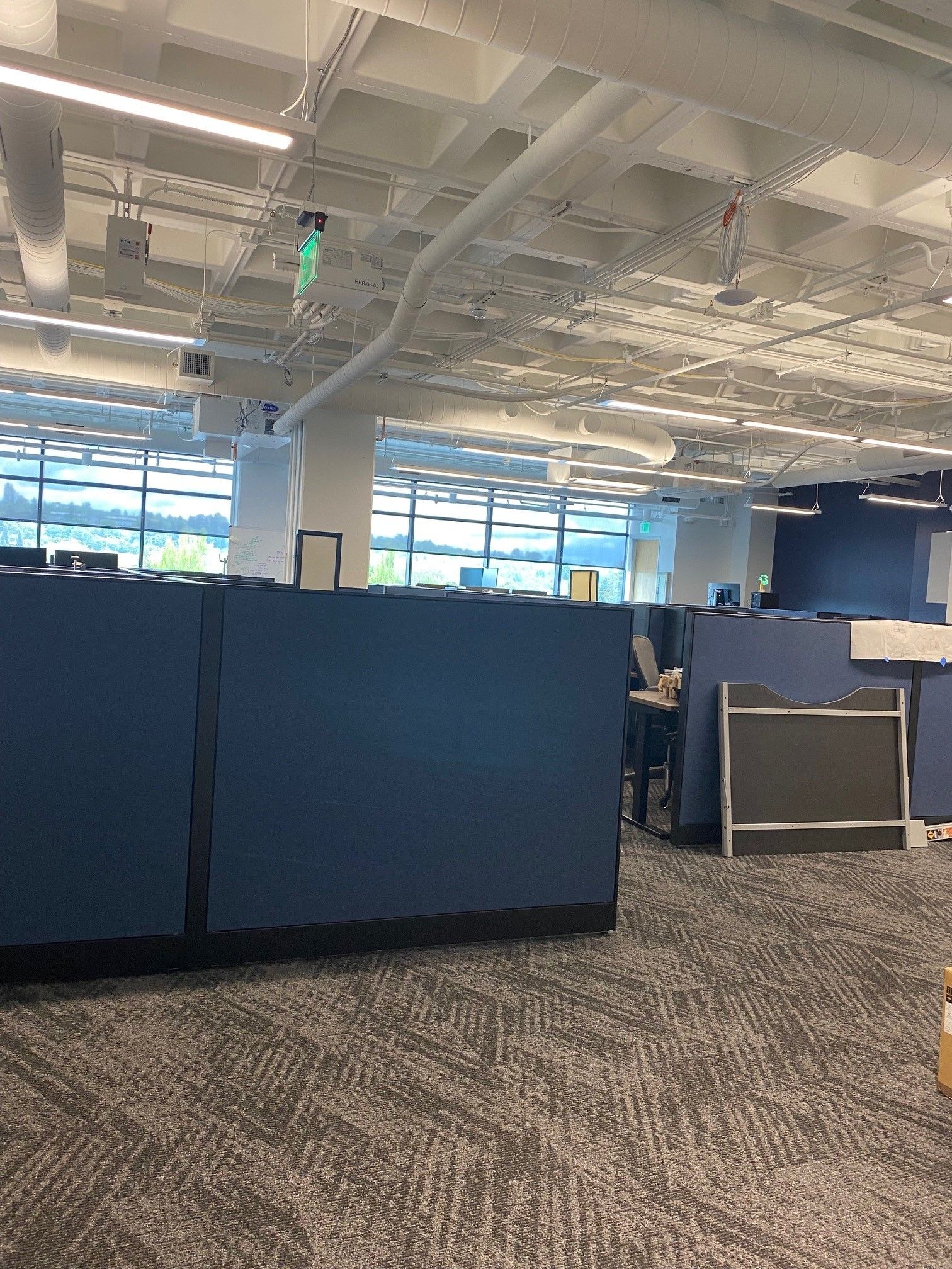 Office with blue dividers