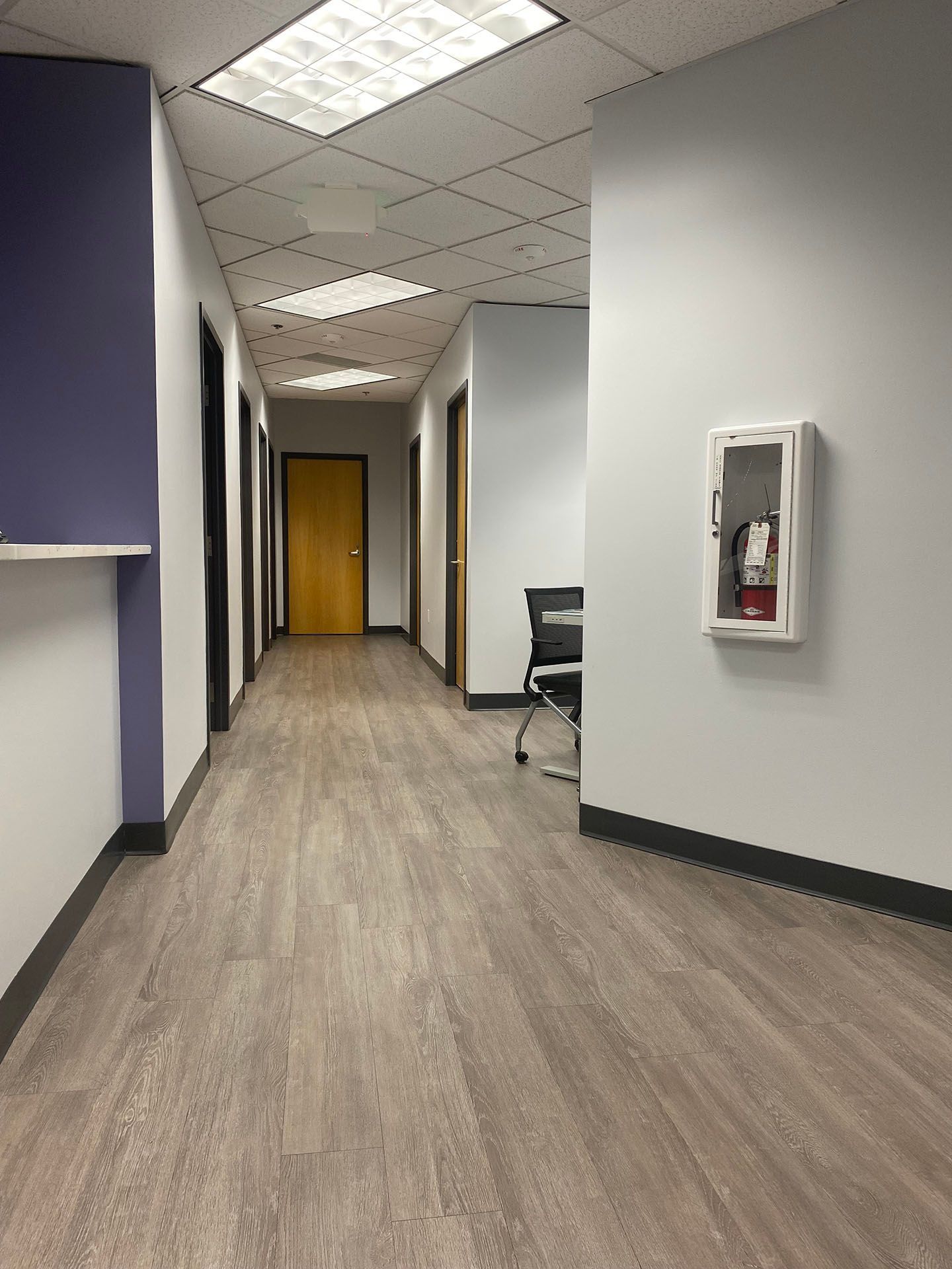 A newly built hallway with wooden floors