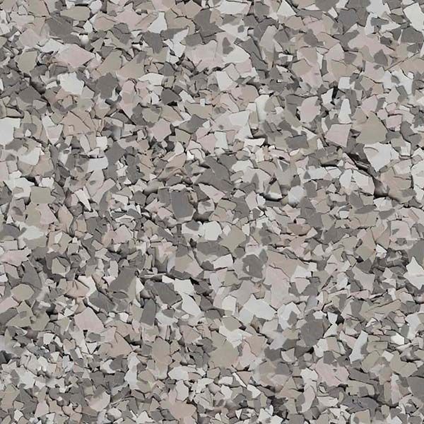 Gray and beige speckled flooring.