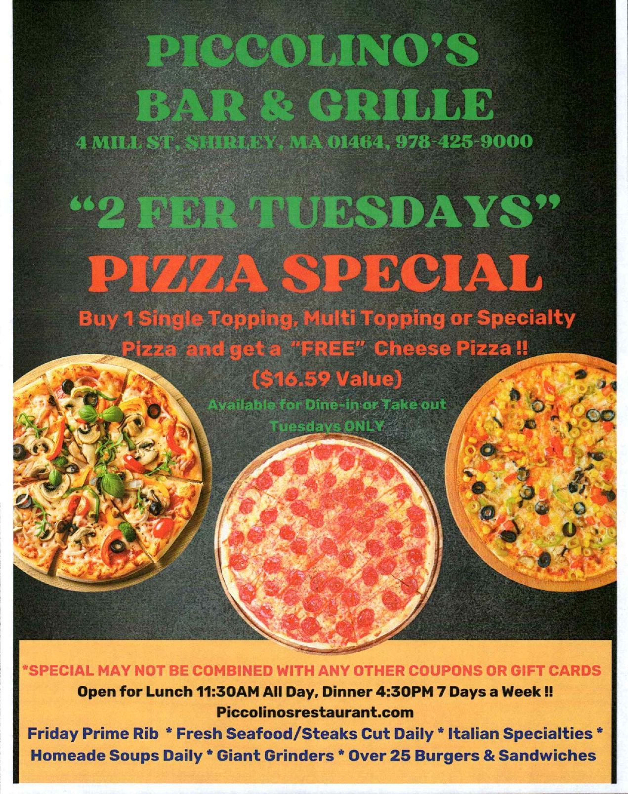 Advertisement for Piccolino's 