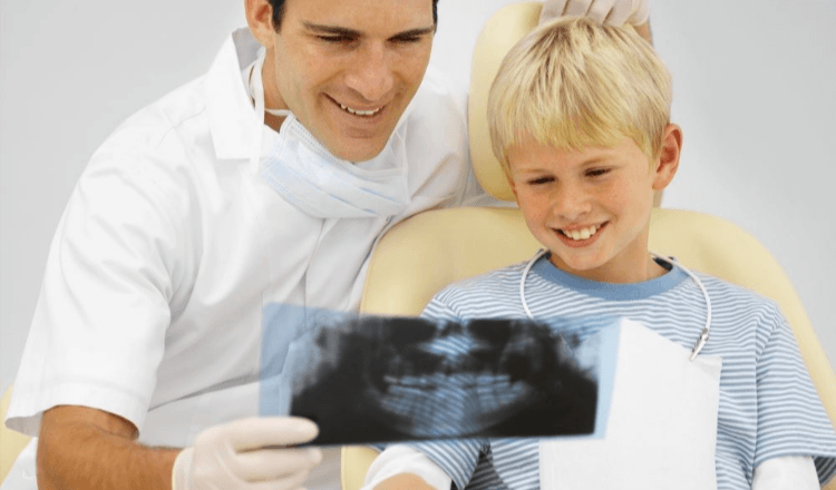 X-ray, happy doctor and kid