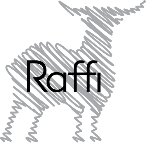 A drawing of a goat with the word raffi below it