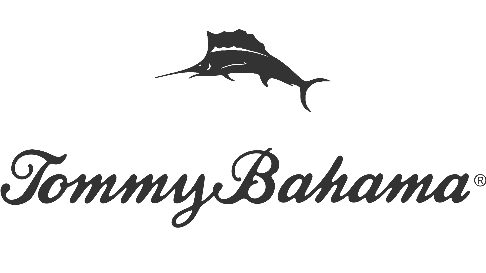 A black and white logo for tommy bahama with a sailfish on it.