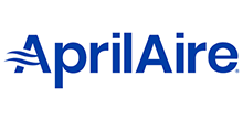 The aprilaire logo is blue and white on a white background.