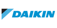 The daikin logo is blue and black on a white background.