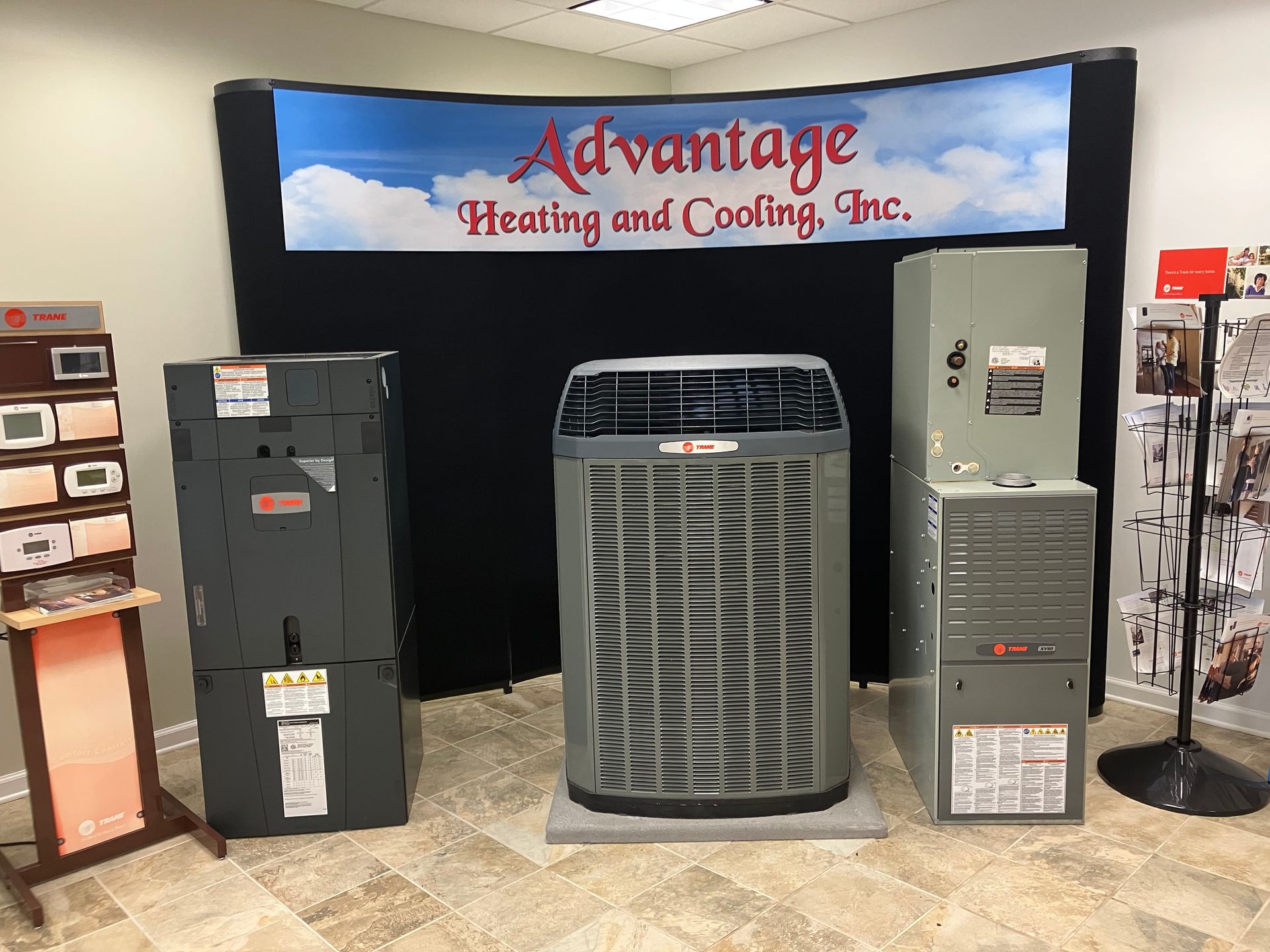 There are many different types of air conditioners in this room.