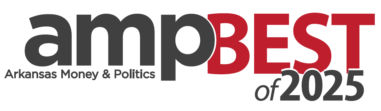AmpBEST logo with “Arkansas Money & Politics” and “of 2025” in black and red text