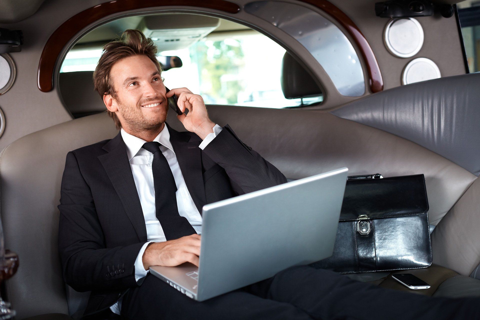 businessman in limousine