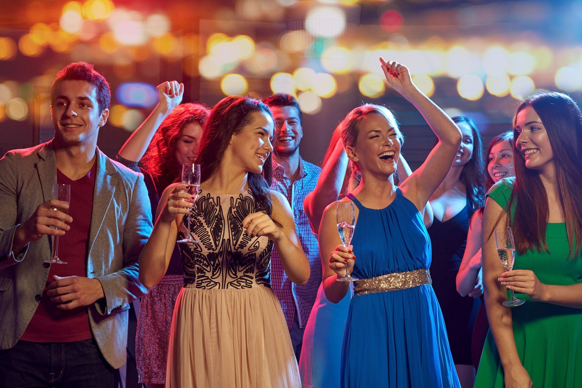 happy friends dancing