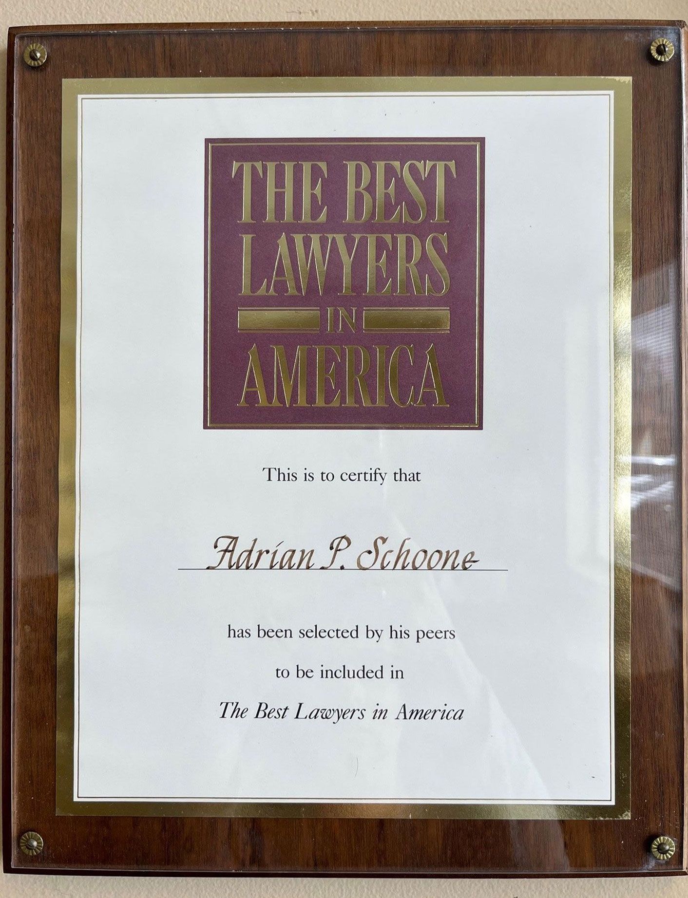 The Best Lawyers in America - Adrian Schoone