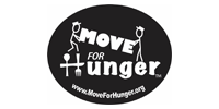 Move for Hunger logo on black oval with white text and a small website URL.