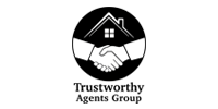 Black-and-white logo of two hands shaking inside a house outline with the text “Trustworthy Agents Group”