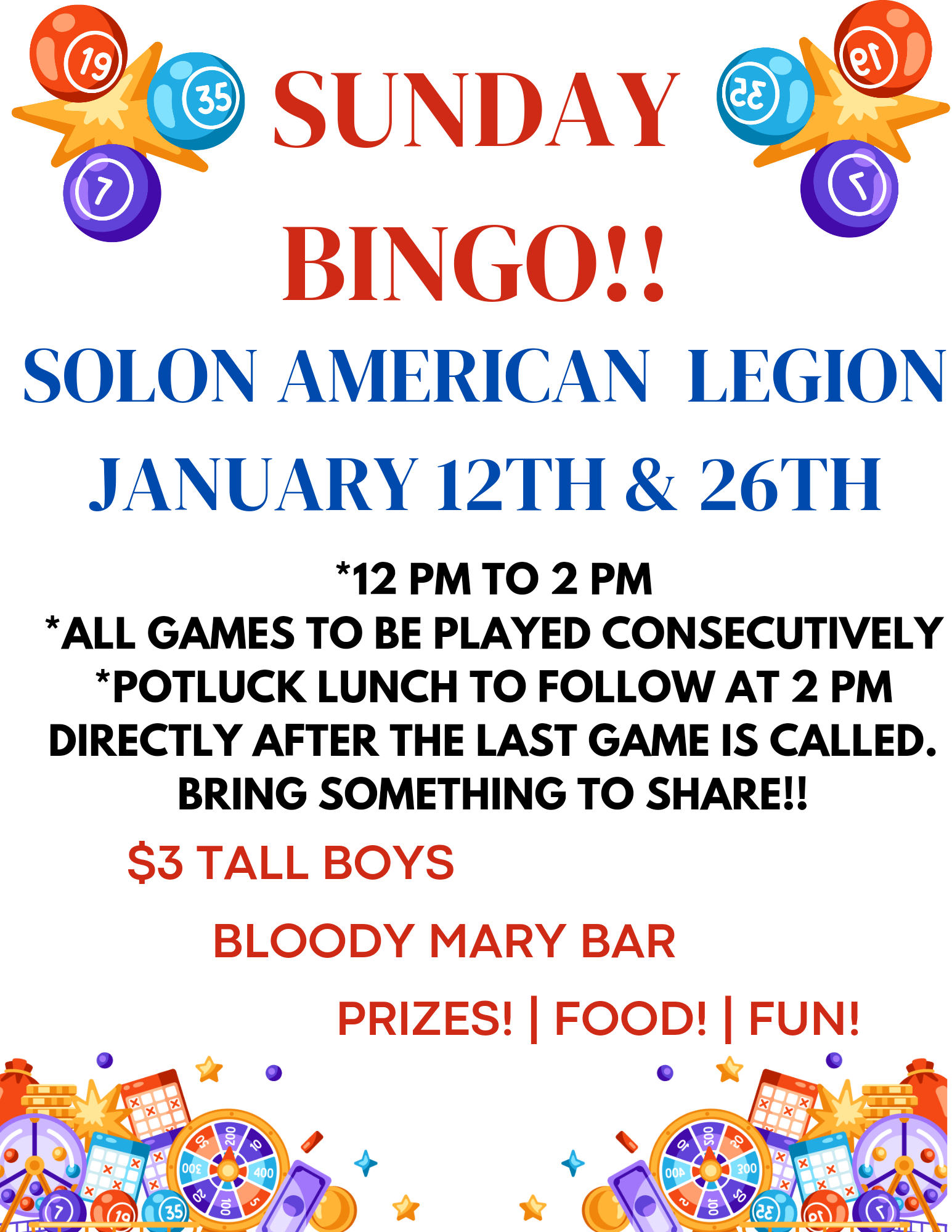 Bingo event advertisement