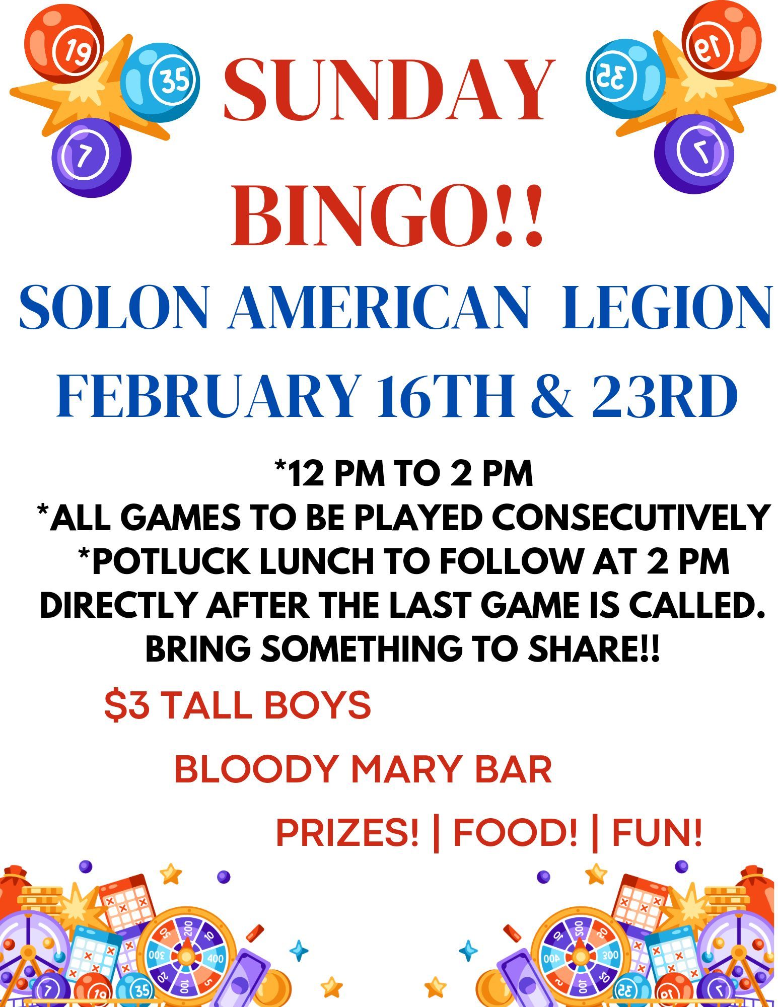 Bingo event advertisement