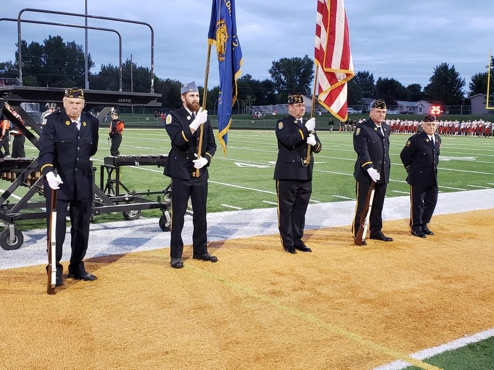 Stinocher Color Guard presents the colors at Spartan Stadium