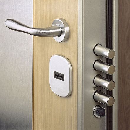 Home door with high security lock