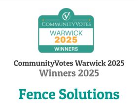 CommunityVotes Warwick 2025 winner badge featuring text