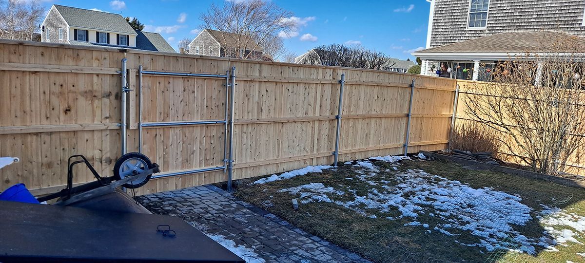 wood on steel fence
