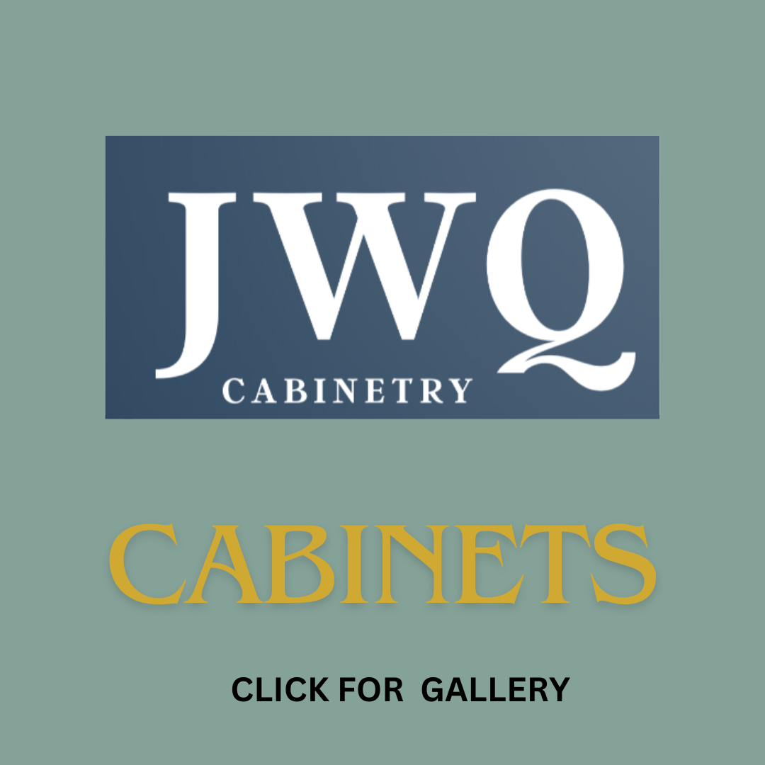 a jwq cabinetry logo on a green background