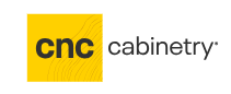 CNC Cabinetry logo with yellow square and black “cnc” text next to gray “cabinetry” text