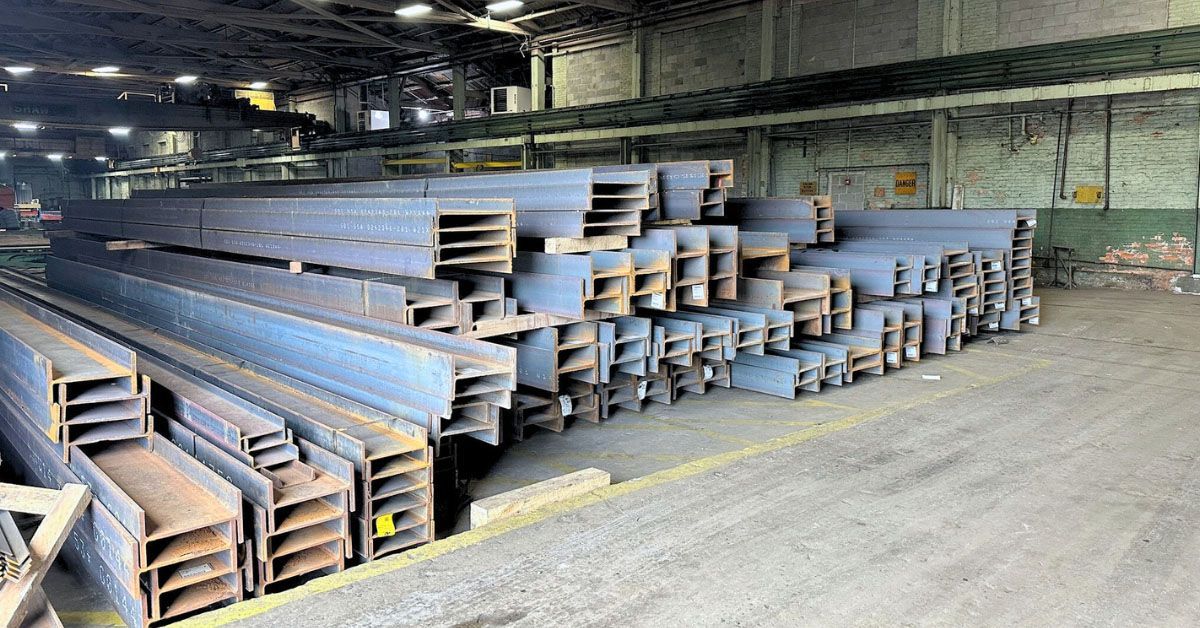 Metal beams stacked on top of each other