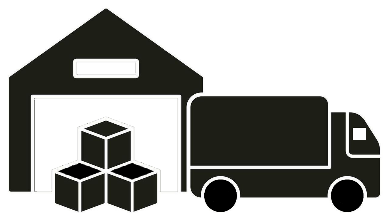 Warehouse with truck loading boxes.