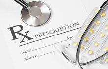 Prescription form and stethoscope
