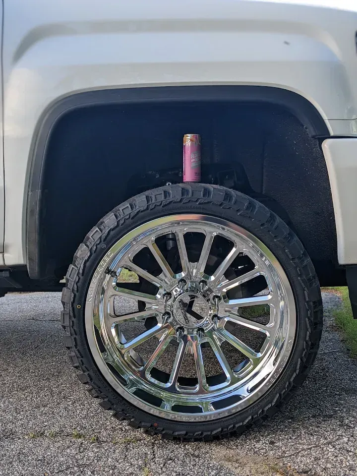 A chrome wheels and tires