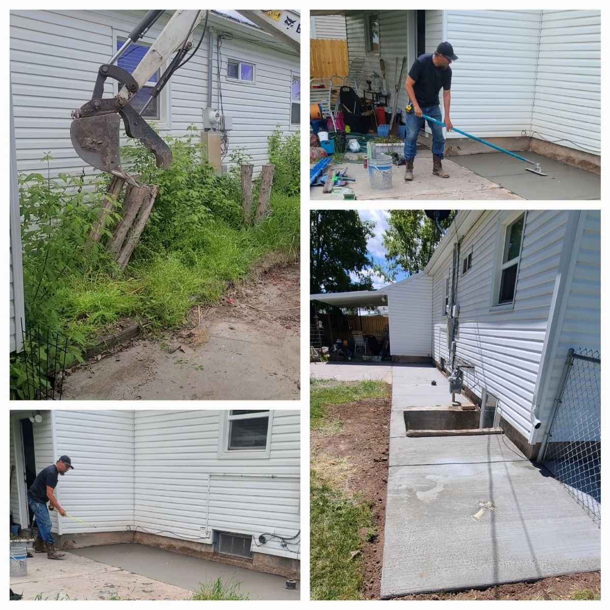 A collage of pictures of a house being remodeled