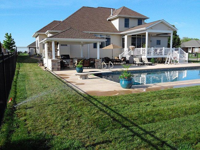 Lawn and pool