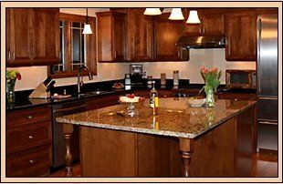 Kitchen with new granite countertops