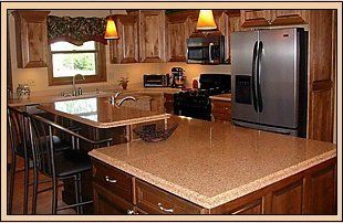 Kitchen with new granite countertop