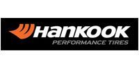 Hankook Performance Tires logo on a black rectangle
